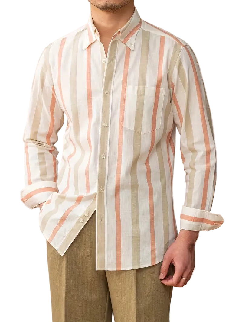 Chemise homme à manches longues rayée