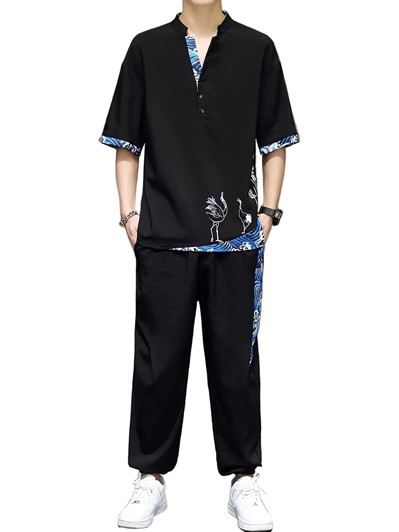 Ensemble homme top à manches courtes et pantalon large