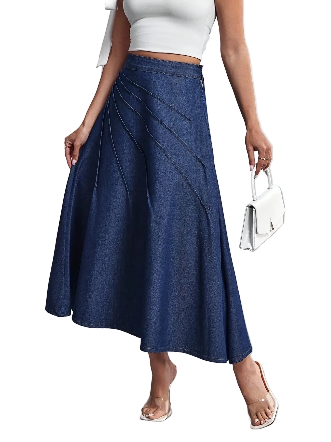 Jupe midi femme taille haute