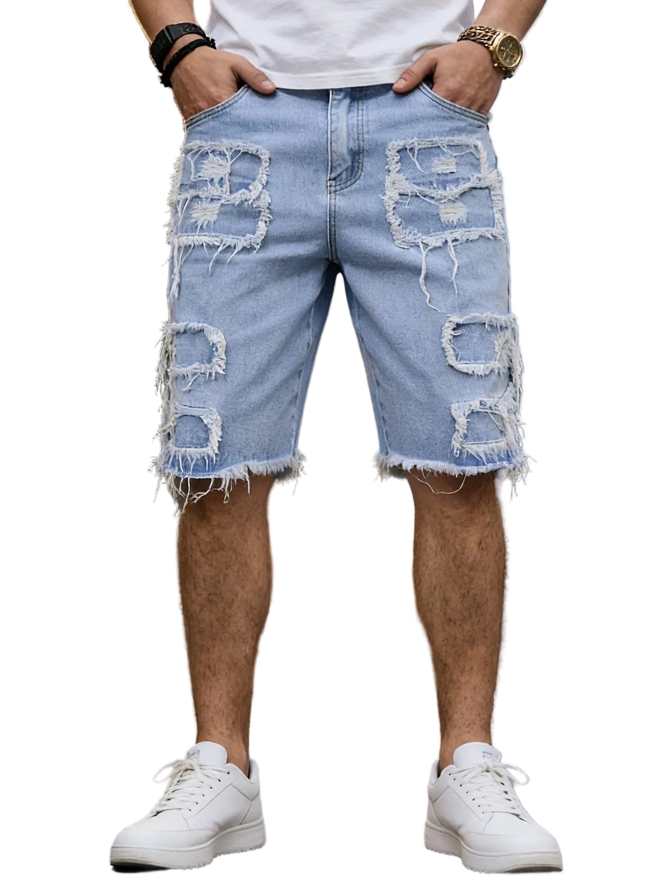 Short homme à empiècements rectangulaires longueur genou